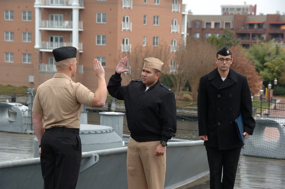 Beach Master Unit Two Re-enlistment aboard a Battleship