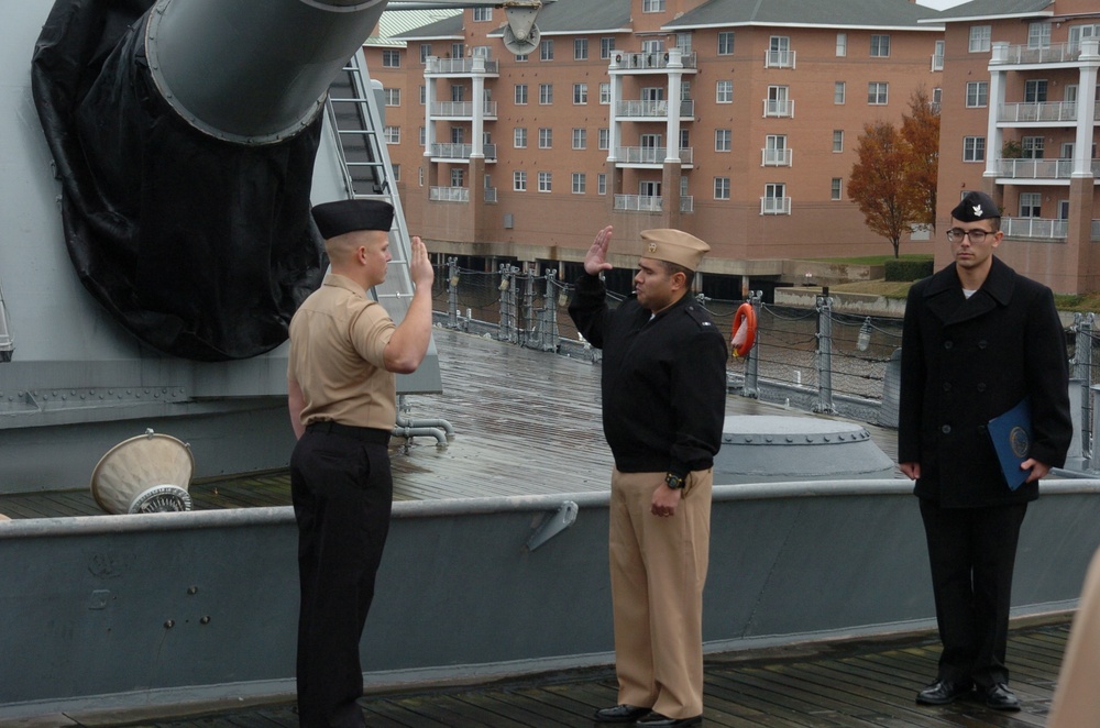 Beach Master Unit Two Re-enlistment aboard a Battleship