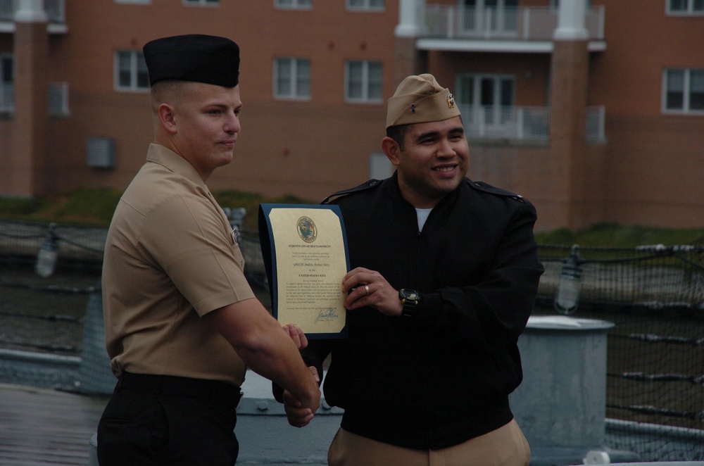 Beach Master Unit Two Re-enlistment aboard a Battleship