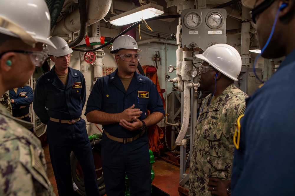 Rear Adm. Cedric Pringle, commander of ESG 3, visits Bonhomme Richard