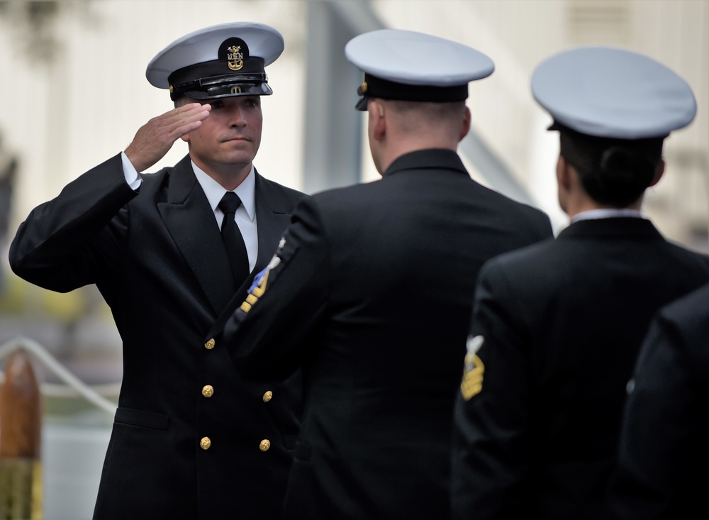 CIWT’s Command Master Chief Bates is Piped Ashore