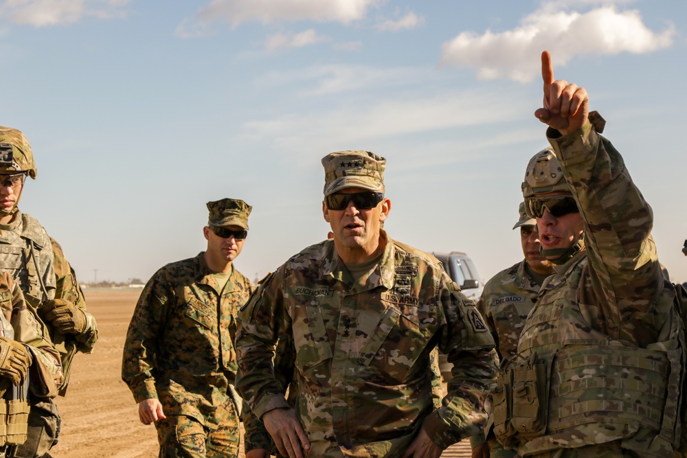 Lt. Gen. Jeffrey Buchanan visits Marines and Soldiers at the Calexico West Port of Entry