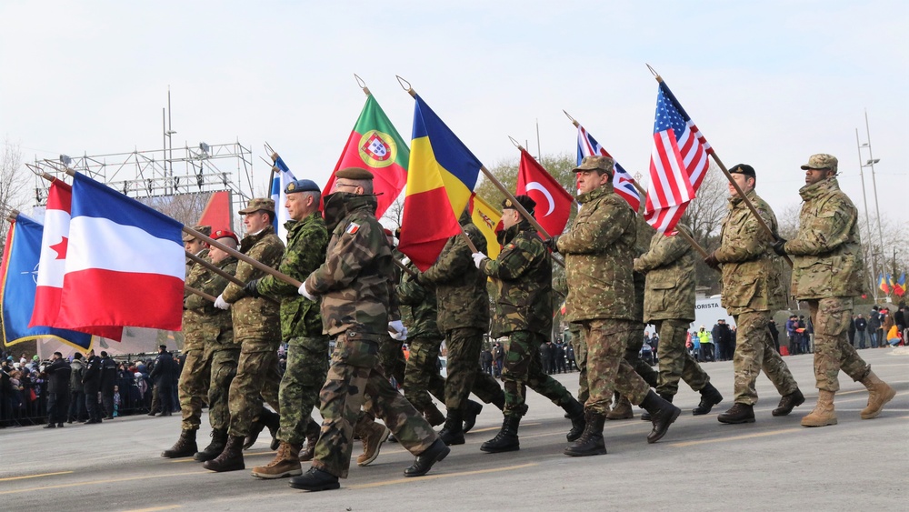 U.S. service members participate in Romania’s National Day Parade