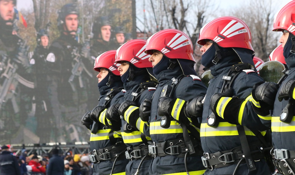 U.S. service members participate in Romania’s National Day Parade