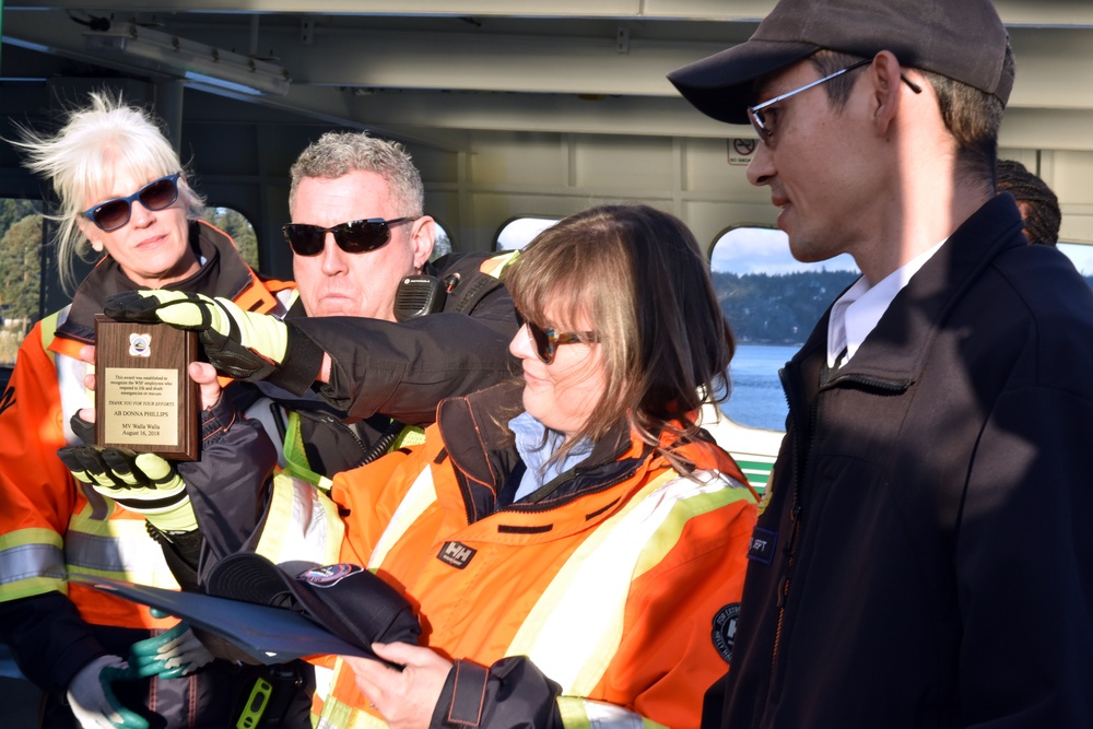 Washington State Ferry crew members presented awards for rescue efforts