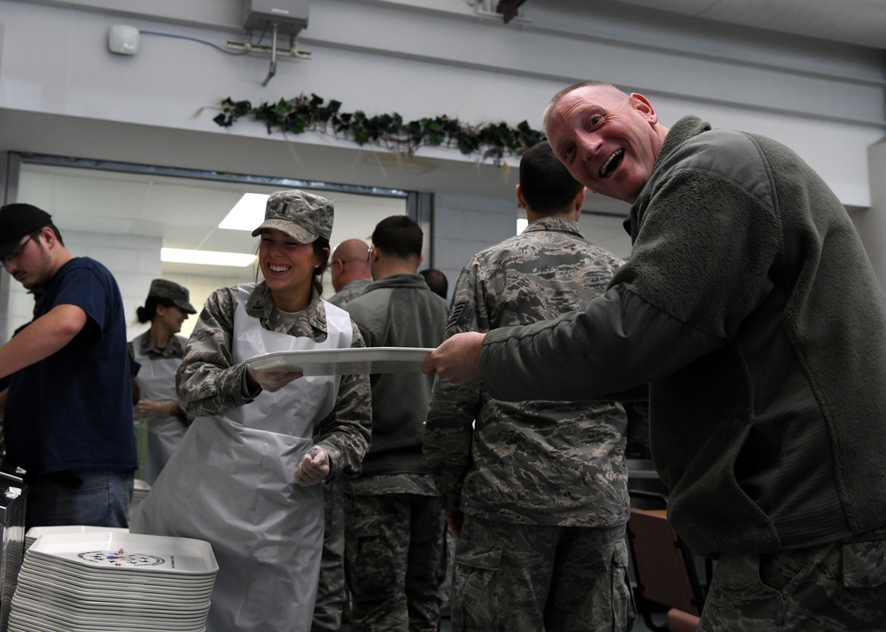 104th Fighter Wing officers and senior enlisted serve lunch