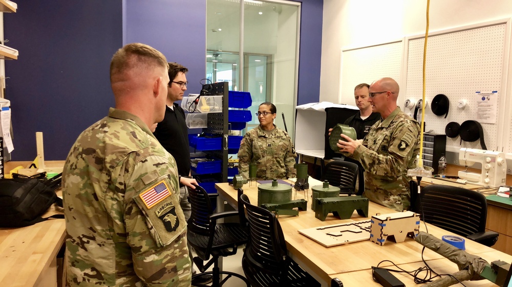 Soldiers explain M303 Special Operations Forces Demolition Kit to Vanderbilt University ROTC cadre and Vanderbilt University Engineering Department staff