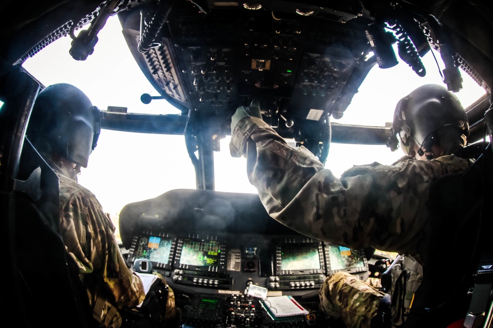 82nd CAB Start Engines Of A UH-60 Blackhawk Helicopter