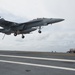 An F/A-18F Super Hornet, with Strike Fighter Squadron (VFA) 41, prepares to land on the flight deck aboard the Nimitz-class aircraft carrier USS John C. Stennis (CVN 74).