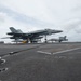 An F/A-18E Super Hornet, with Strike Fighter Squadron (VFA) 97, catches an arresting gear wire as it lands on the flight deck aboard the Nimitz-class aircraft carrier USS John C. Stennis (CVN 74).