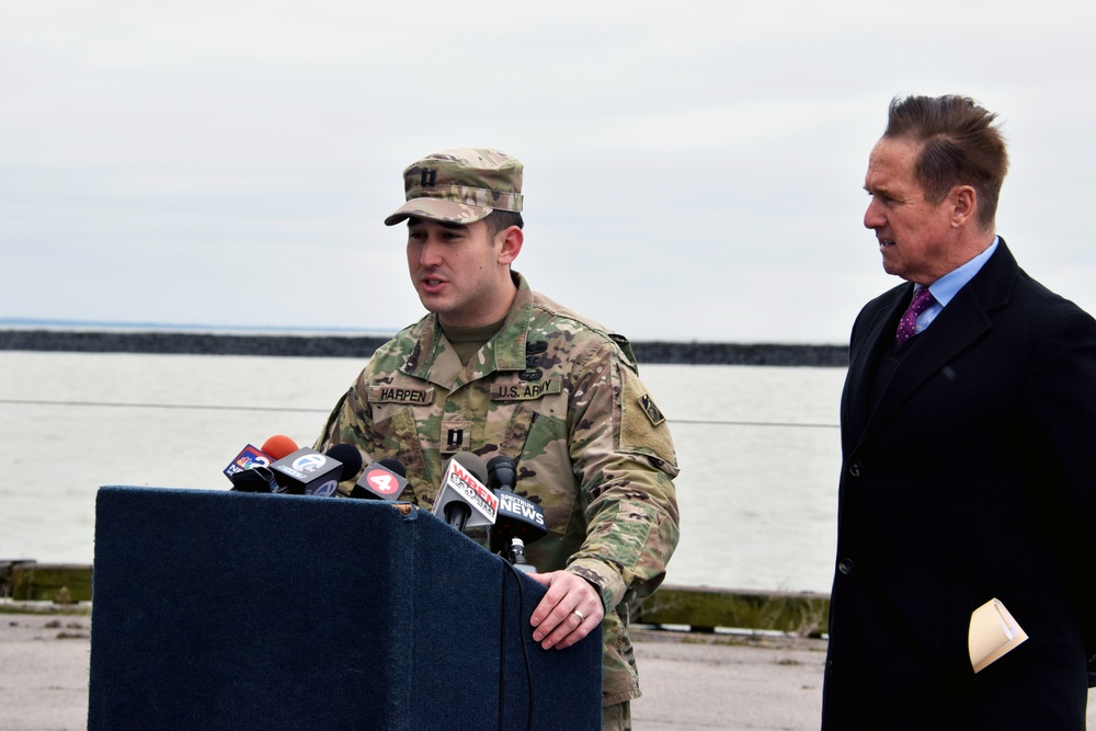 Captain Henry Harpen speaks on the U.S. Army Corps of Engineers Buffalo District's planned improvements to the Buffalo Harbor