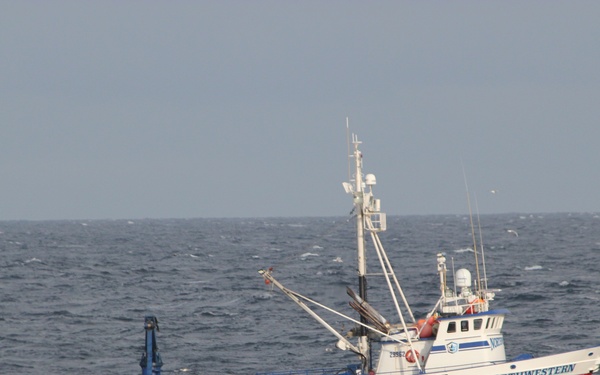 Coast Guard Cutter Alex Haley small boat boarding on the Bering Sea