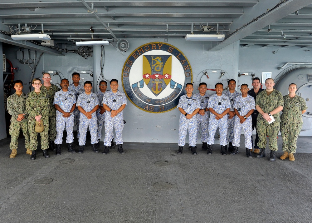 USS Emory S. Land hosts Malaysian officials during Indo Pacific patrol