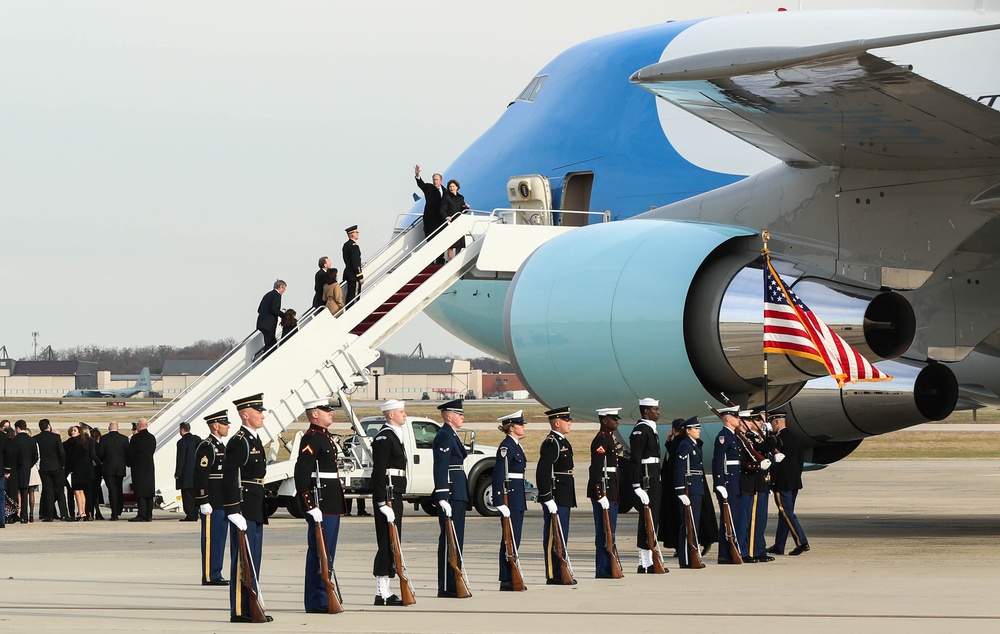 Departure ceremony at Joint Base Andrews