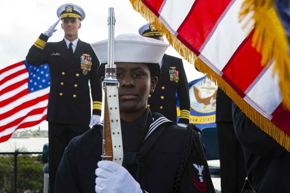 Color Guard Performs at Change of Command for Carrier Strike Group 15