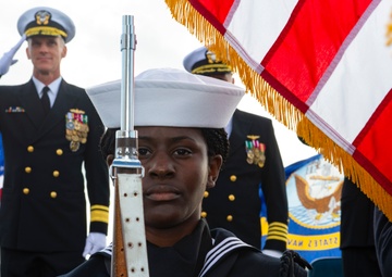 Color Guard Performs at Change of Command for Carrier Strike Group 15