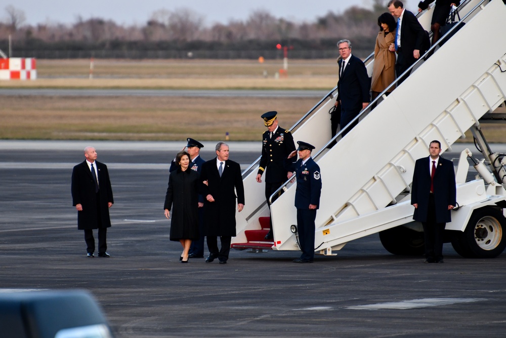 Arrival ceremony for the late President George H. W. Bush at Ellington Field