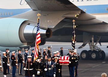 Arrival ceremony for the late President George H. W. Bush at Ellington Field