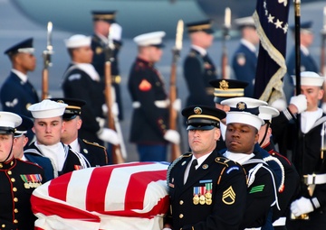 Arrival ceremony for the late President George H. W. Bush at Ellington Field