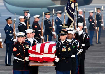 Arrival ceremony for the late President George H. W. Bush at Ellington Field