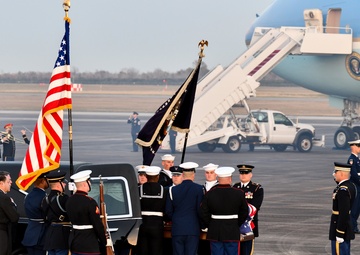 Arrival ceremony for the late President George H. W. Bush at Ellington Field