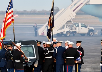 Arrival ceremony for the late President George H. W. Bush at Ellington Field