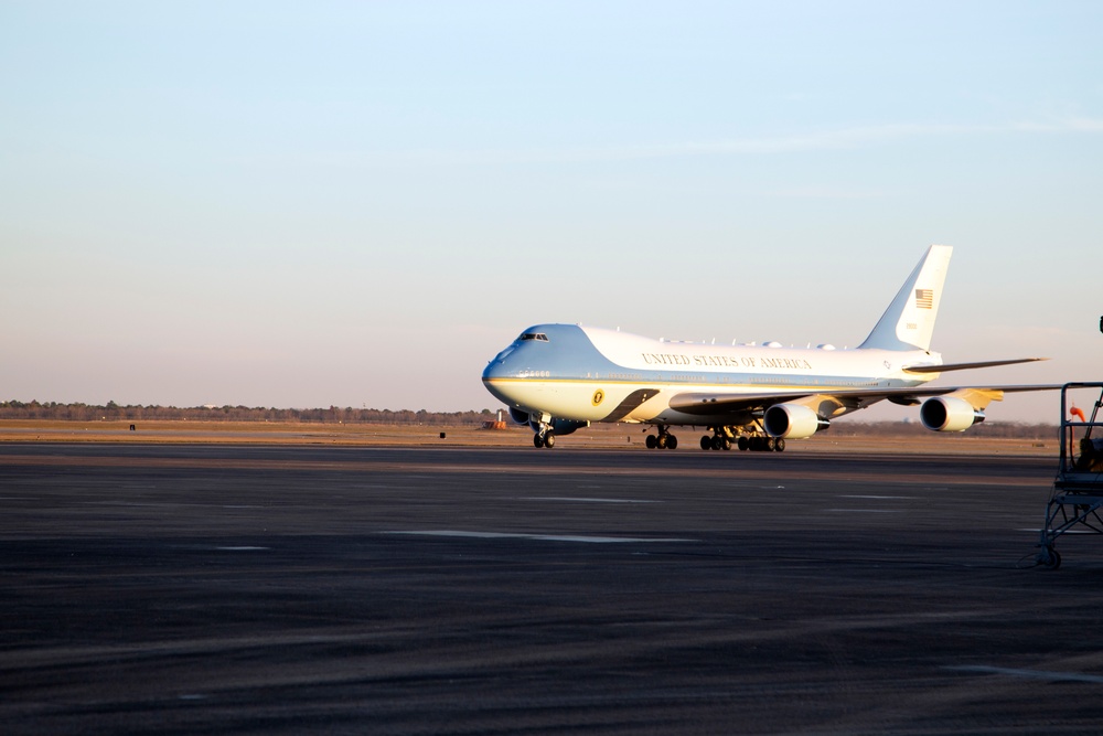 George H. W. Bush, the 41st President of the United States arrives at Ellington Field