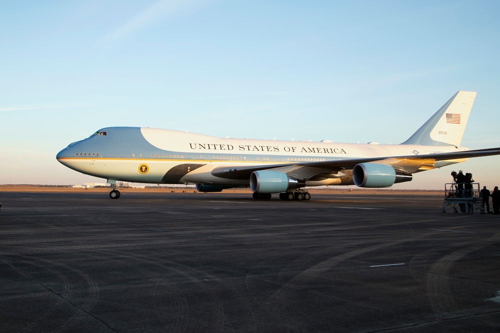 George H. W. Bush, the 41st President of the United States arrives at Ellington Field