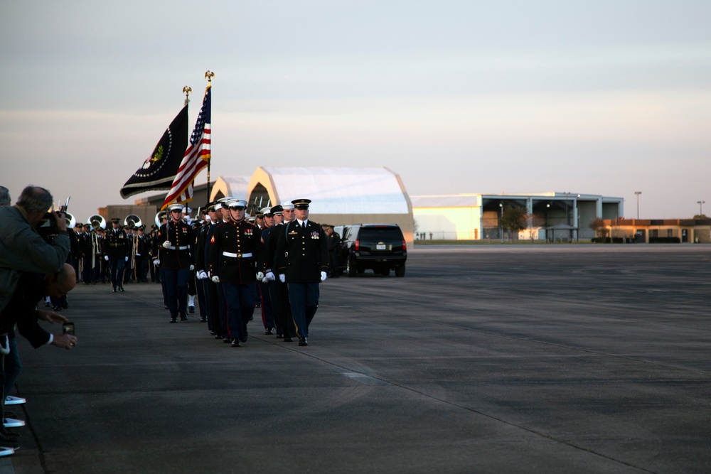 George H. W. Bush, the 41st President of the United States arrives at Ellington Field