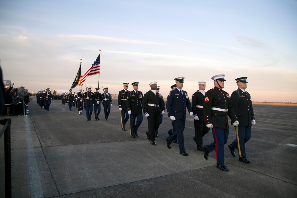 George H. W. Bush, the 41st President of the United States arrives at Ellington Field