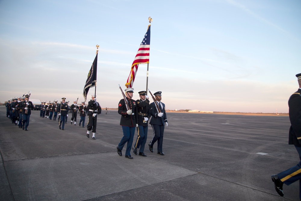 George H. W. Bush, the 41st President of the United States arrives at Ellington Field