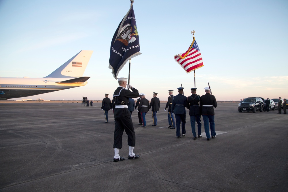George H. W. Bush, the 41st President of the United States arrives at Ellington Field