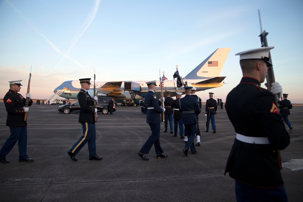George H. W. Bush, the 41st President of the United States arrives at Ellington Field