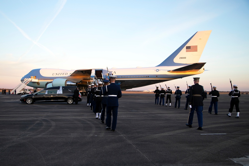 George H. W. Bush, the 41st President of the United States arrives at Ellington Field
