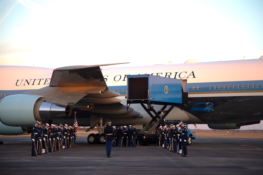 George H. W. Bush, the 41st President of the United States arrives at Ellington Field