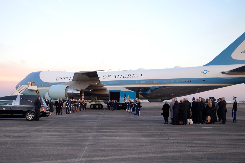 George H. W. Bush, the 41st President of the United States arrives at Ellington Field
