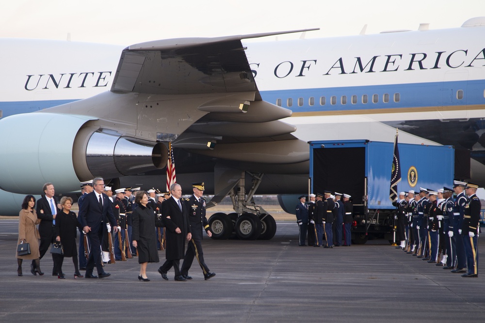 George H. W. Bush, the 41st President of the United States arrives at Ellington Field