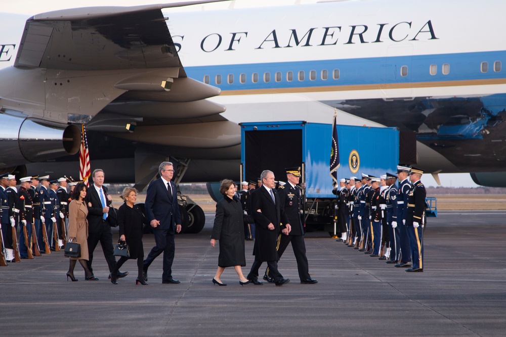 George H. W. Bush, the 41st President of the United States arrives at Ellington Field