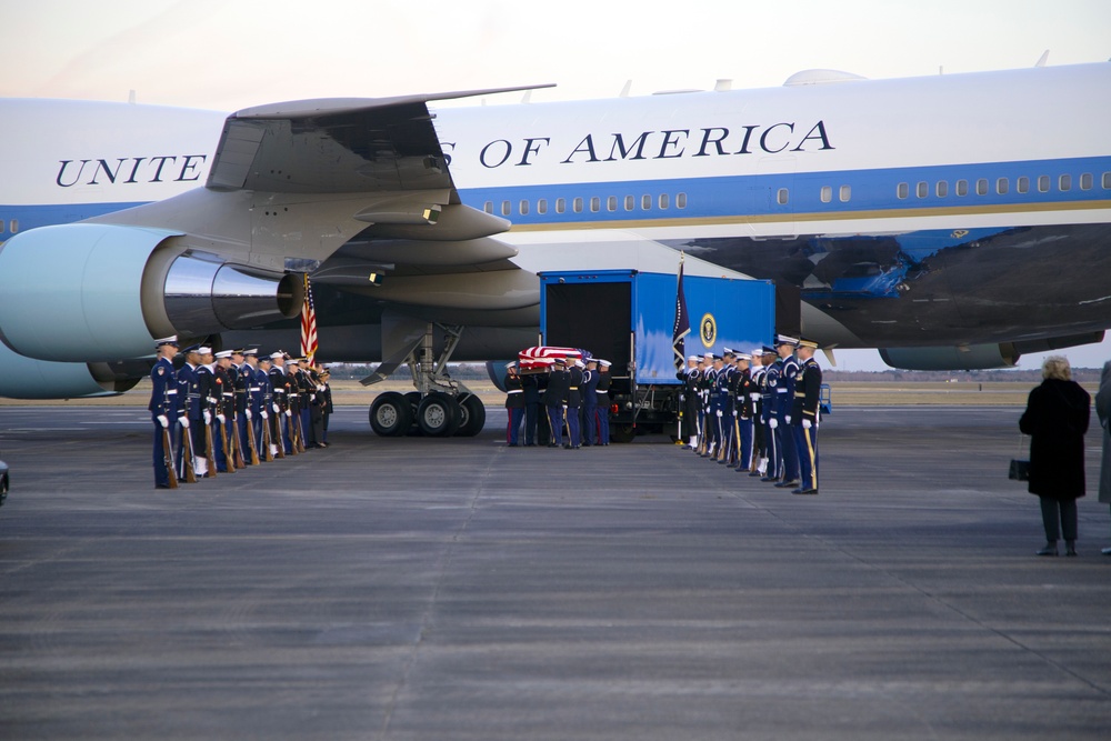 George H. W. Bush, the 41st President of the United States arrives at Ellington Field