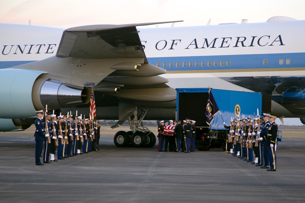 George H. W. Bush, the 41st President of the United States arrives at Ellington Field
