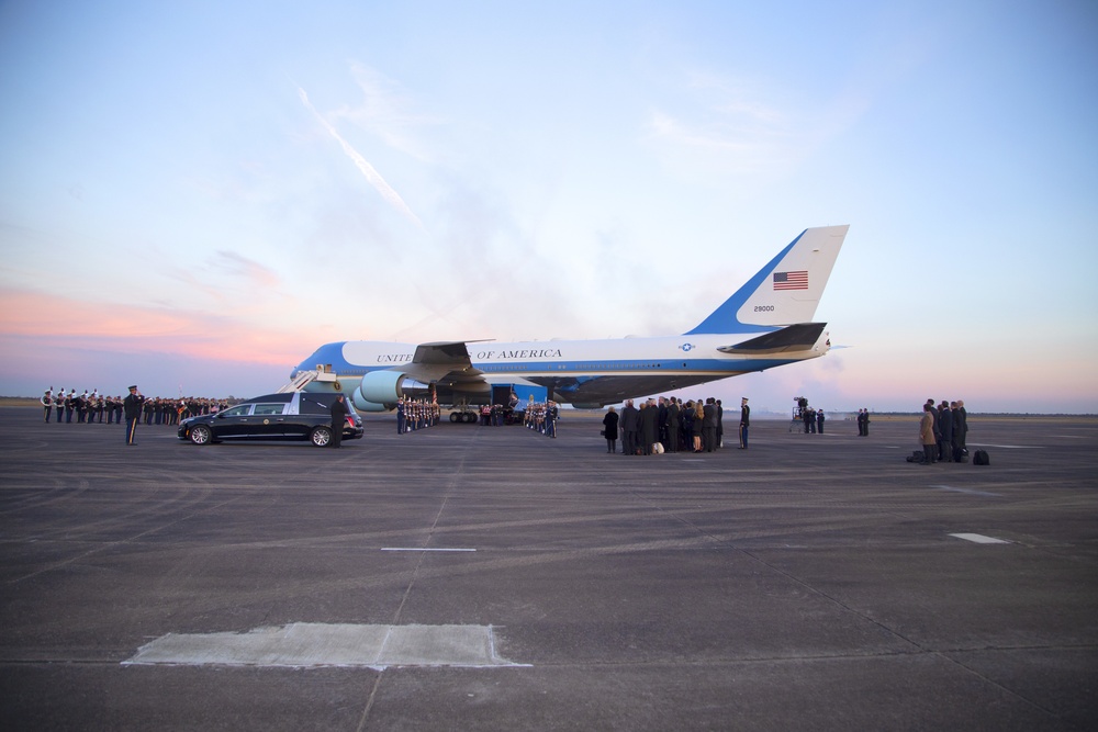 George H. W. Bush, the 41st President of the United States arrives at Ellington Field