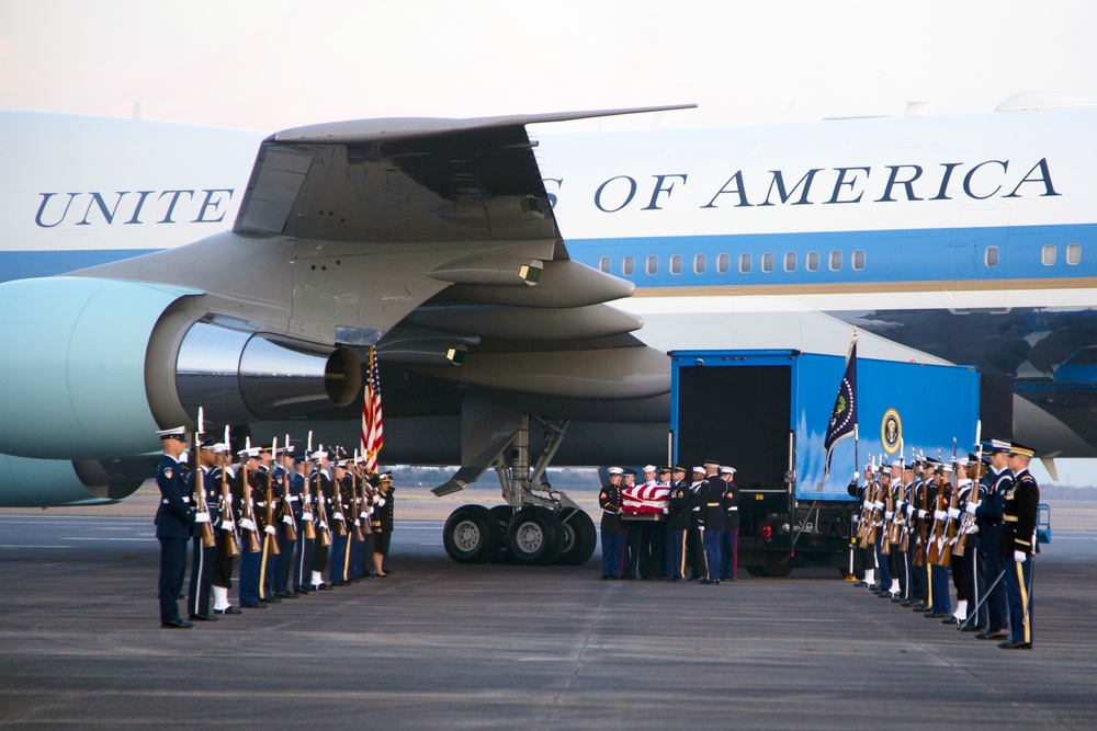 George H. W. Bush, the 41st President of the United States arrives at Ellington Field