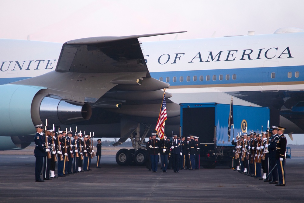 George H. W. Bush, the 41st President of the United States arrives at Ellington Field