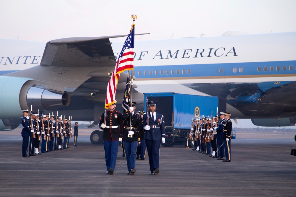 George H. W. Bush, the 41st President of the United States arrives at Ellington Field