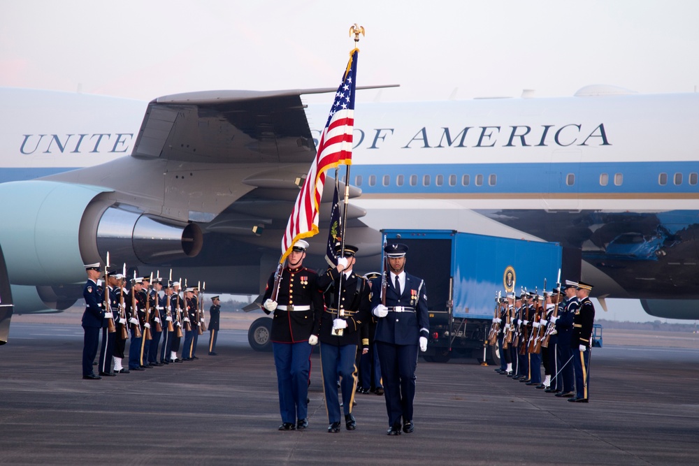 George H. W. Bush, the 41st President of the United States arrives at Ellington Field