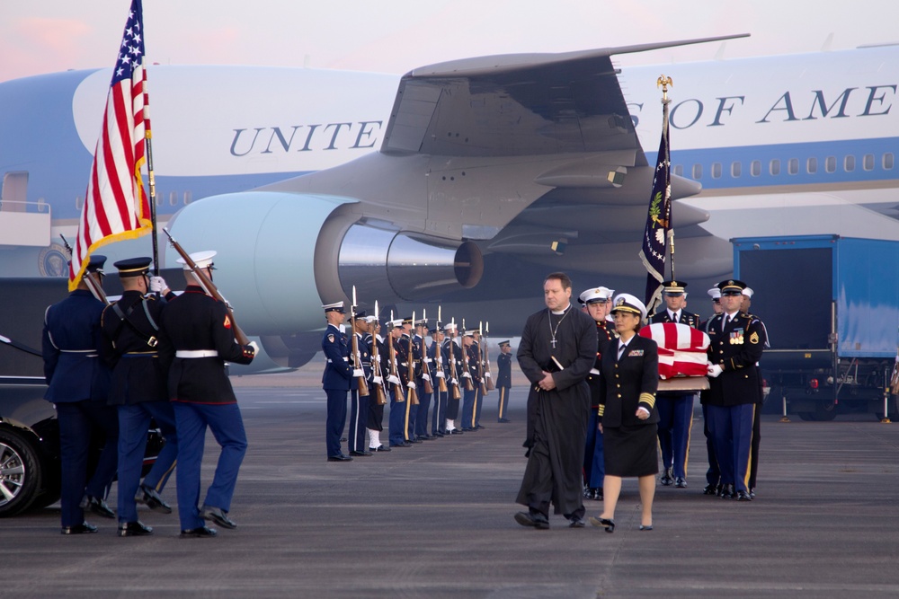 George H. W. Bush, the 41st President of the United States arrives at Ellington Field