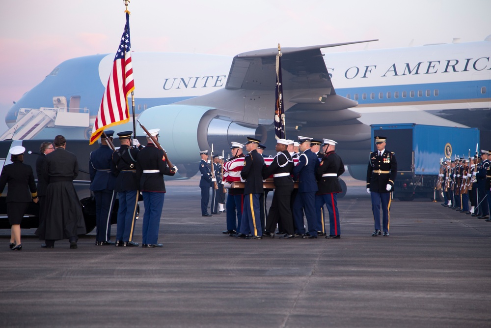 George H. W. Bush, the 41st President of the United States arrives at Ellington Field