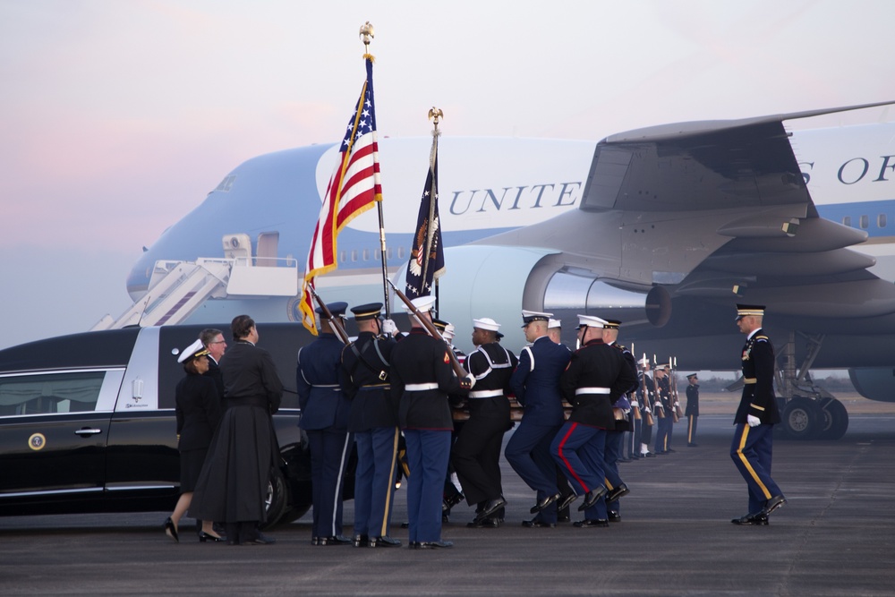 George H. W. Bush, the 41st President of the United States arrives at Ellington Field