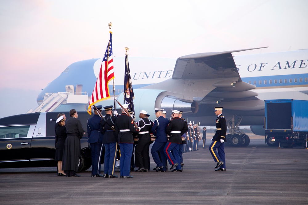 George H. W. Bush, the 41st President of the United States arrives at Ellington Field