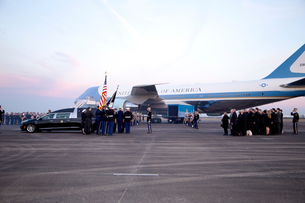 George H. W. Bush, the 41st President of the United States arrives at Ellington Field